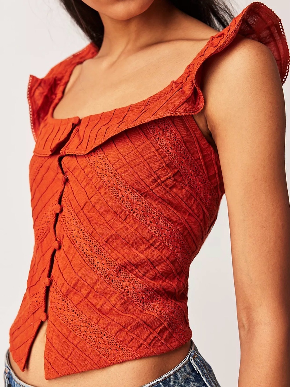 Free People Riviera Lace Tank in the burnt orange Size S